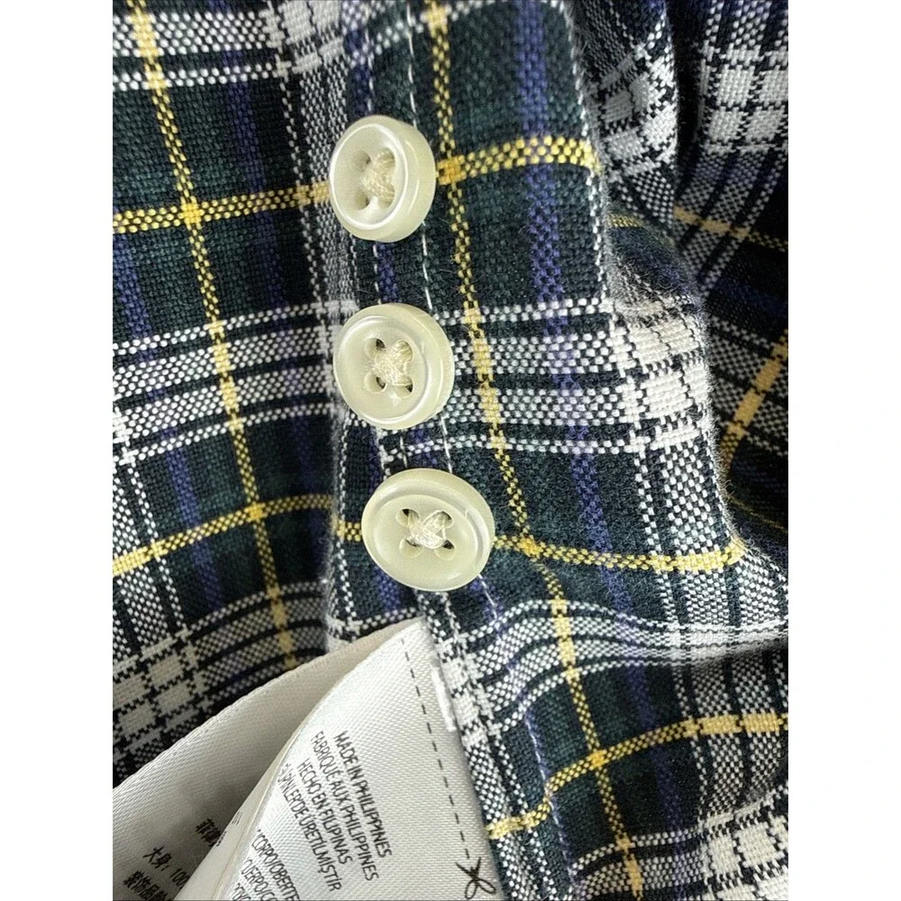 Ralph Lauren Classic Fit Gordon Tartan Plaid Shirt Small S Green Navy Yellow RL